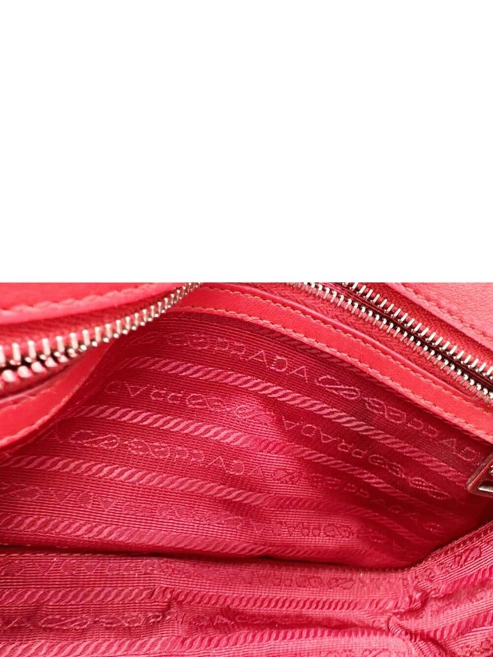 Prada  Diagramme Flap Calfskin Leather Chain Crossbody Bag Red - Picture 11 of 12